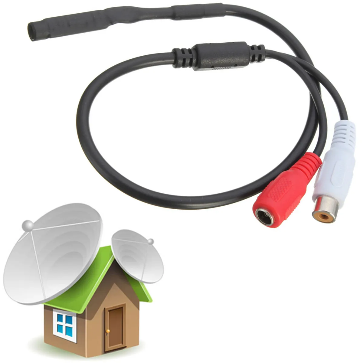 

For CCTV Security System Sensitive Audio Video Pickup Mic Microphone Covert DVR Camera 20-20kHz 2 Connectors 9-12V DC Monitor