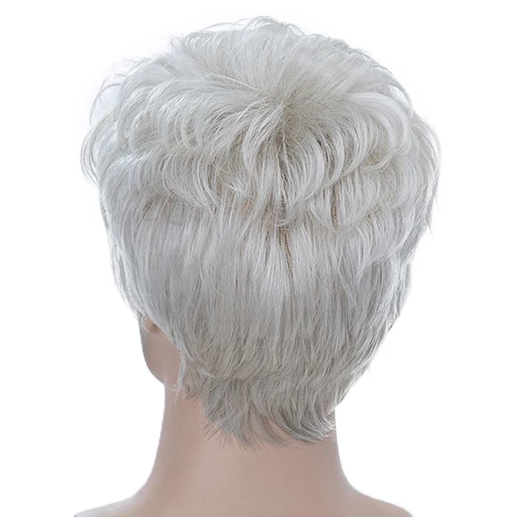 Fashion Silver Gray Male Short Fluffy Layered Straight Wigs Human Hair Natural Handsome Full Head Wig for Men Cosplay Daily Wear Fashion Silver Gray Male Short Fluffy Layered Straight Wigs Human Hair Natural Handsome Full Head Wig for Men Cosplay Daily Wear