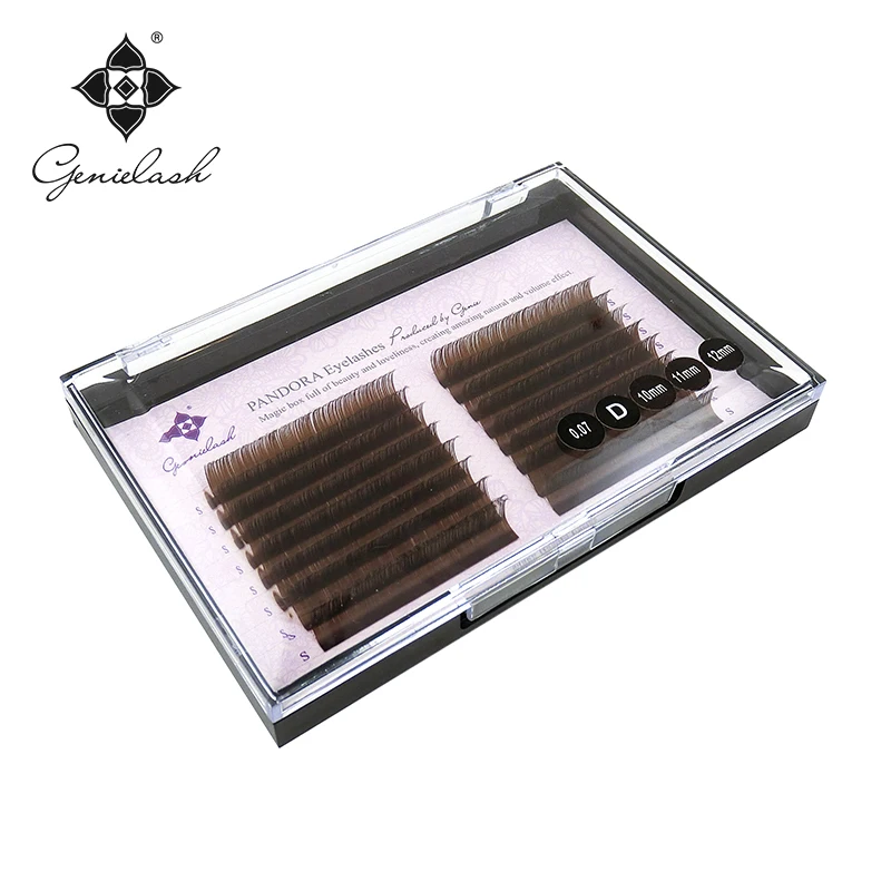 

Genielash Chocolate color eyelash extensions mixed length Caramel camellia lash extension fit for volume lash extensions makeup