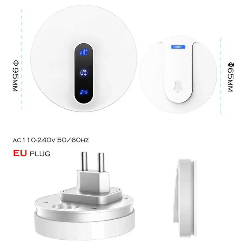 Self Powered Waterproof Wireless Doorbell Door Bell Ring 180M Lange No Battery 1 Button 1 Receiver 110V 220V Eu Plug Self Powered Waterproof Wireless Doorbell Door Bell Ring 180M Lange No Battery 1 Button 1 Receiver 110V 220V Eu Plug