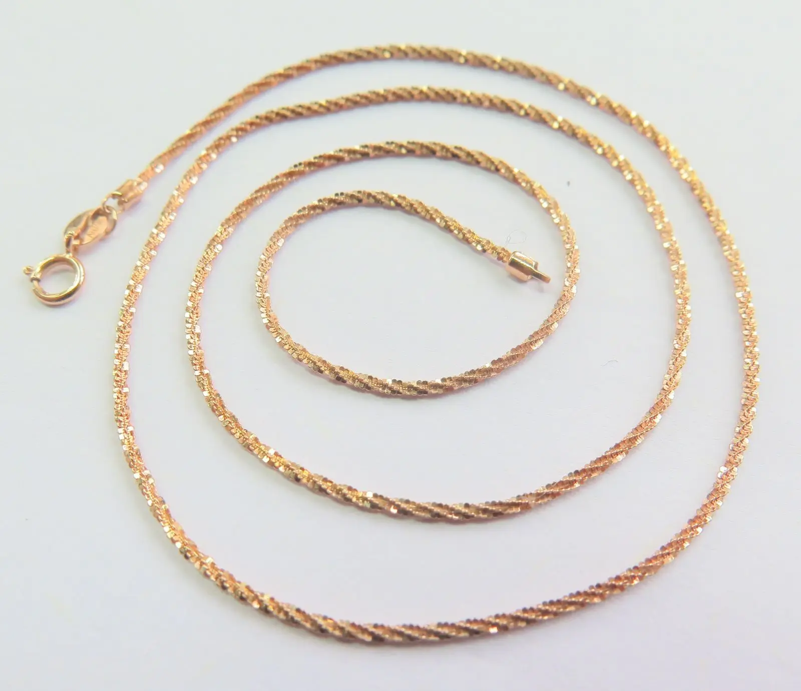 

New 18K Rose Gold Necklace 1.3mm Bling Star Link Chain Necklace 40cm (15.7