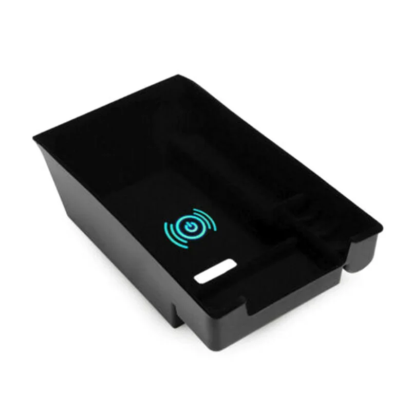 

1pc 26*15.5*4.8cm Black Phone Wireless Charging Console Storage Box High Quality Accessory For BMW X5 F15 2014-2018 LHD X6 F16