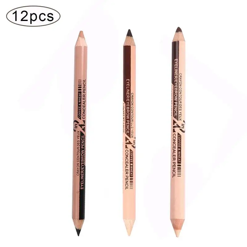 

12pcs/set 5CM Durable Eyebrow Lip Pencil Concealer Face Touch Up Stick Dual-use Waterproof Anti-sweating Makeup Beauty Tools