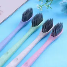 4 шт портативная зубная щетка для путешествий мягкий бамбуковый уголь пшеничный стебель ручка уход за полостью рта нано-антибактериальная зубная щетка