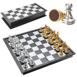Шахматная игра Серебро Золото штук складной магнитный складная доска шахматная доска современный набор настольные игры развлечения