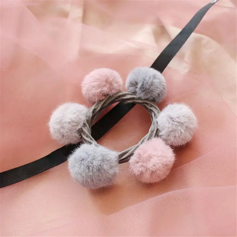 Women Hair Accessories Colorful Pompon Elastic Hair Bands Rings Cute Creative Faux Fur Ball Hair Lovely Hair Accessories