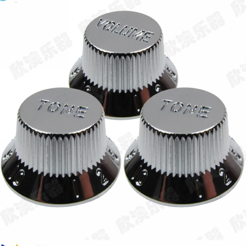 

1 Set Chrome Silver Electric Guitar Bass Tone And Volume Electronic Control Knobs Cap For Strato Guitar（Installation hole 6mm）