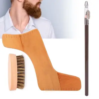 

Hair Brush Men Beard Shaping Tool Mustache Styling Template + Pen + Grooming Brush Comb Kits Men Beard Shaping Tools Kit