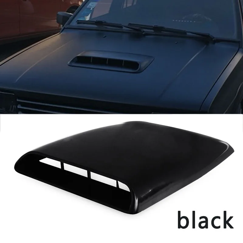 

1pc Universal Car Bonnet Hood Scoop Air Flow Intake Vent Cover Decorative 28*25*3.3cm White and Black ABS plastic