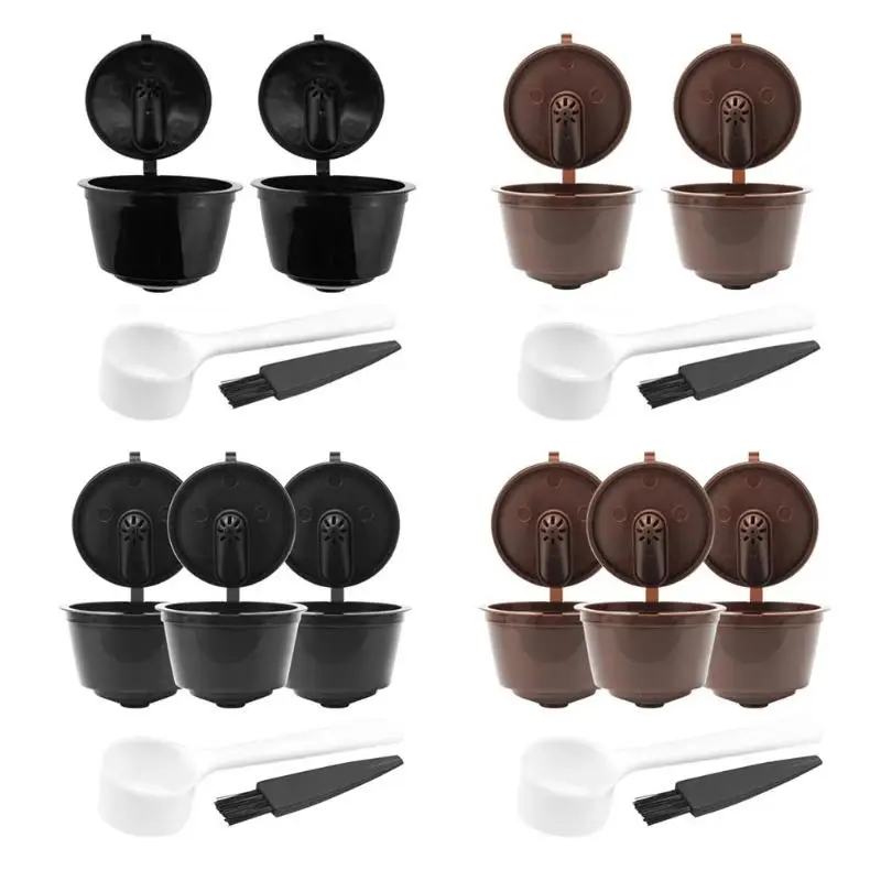 

3/4 pcs Reusable Nescafe Dolce Gusto Coffee Capsule Filter Cup Refillable Caps Spoon Brush Filter Baskets Pod Soft Taste Sweet