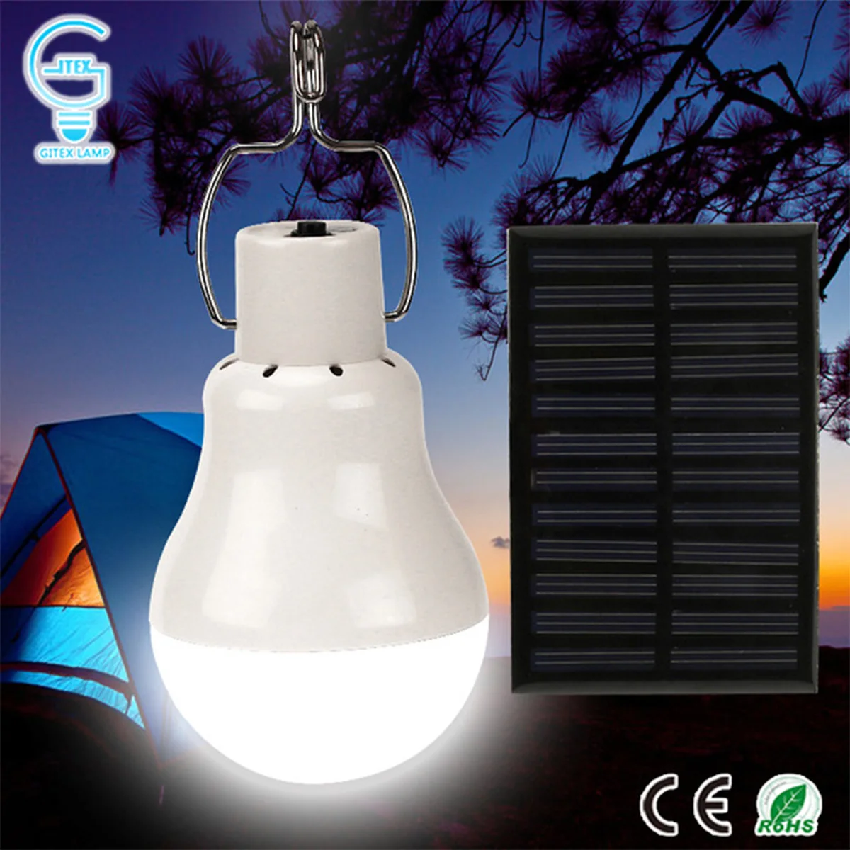 

Emergency Lights Portable Outdoor Hanging Lantern LED Solar Power Lamp Rechargeable LED Bulb Camping Tent Fishing