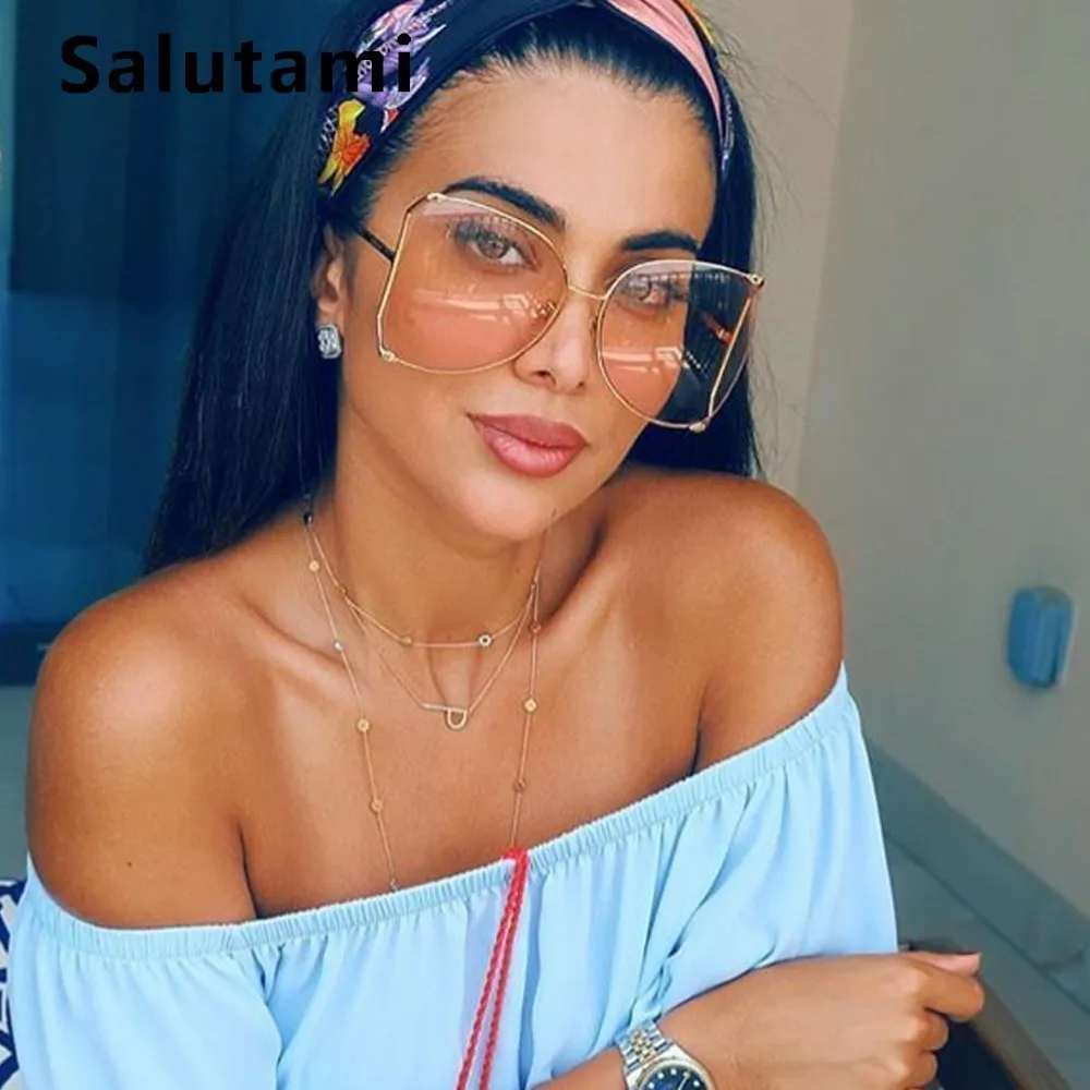 

White Pearl Hollow Frame Sunglasses For Women Alloy Oversize Cat Eye Sun Glasses Female Gold Clear Eyeglasses Big Shades Oculos