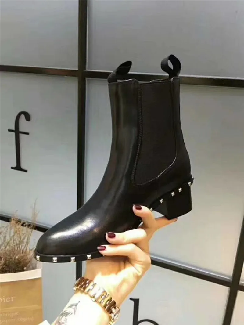 as Dick Show Mit As Mode High Kurzen Dicke Retro Stiefeletten Niet Heels Stiefel Leder Show Chelsea Handgemachte Ankle Luxus Nobel TvUFq