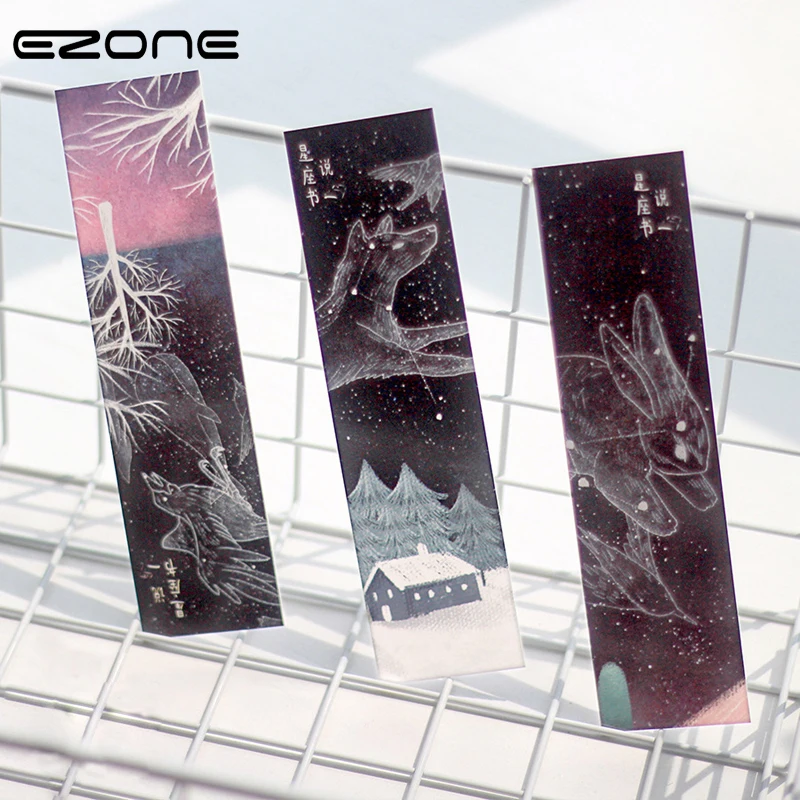 

EZONE 30pcs/set Constellation Bookmarks Black Bookmarks Creative Book Holder Stargazer Bookmarks Student Stationery 12*4cm