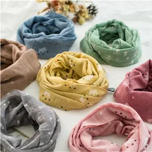 Новые весенние детские шарфы из хлопчатобумажной ткани "канифас" для мальчиков и девочек с модным принтом нагрудник длинные шарф для волос многоцелевой шеи