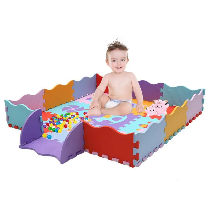 

Baby Soft EVA Foam Puzzle Play Floor Mat Carpets Infant Animal Crawling Pad Soft Foam Floor Mat With Fence Toys For Kids