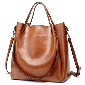 

Hot Casual Large Capacity Women Tote Shoulder Bag PU Leather Ladies Bucket Handbag Soft Messenger Bag for Women Crossbody Bag