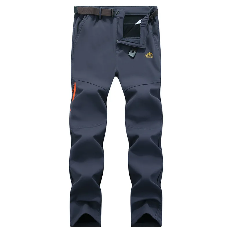 

Winter Outdoor Sport Hiking Camping Trekking Thickening Charge Pants Male Solid Color Waterproof Windbreaker Increase Trousers
