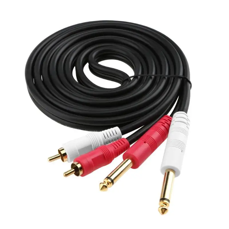 Двойной кабель RCA Dual Mono 6 35 мм штекер аудиосигнала Cable 2RCA to 2 5 DVD микшер провод для