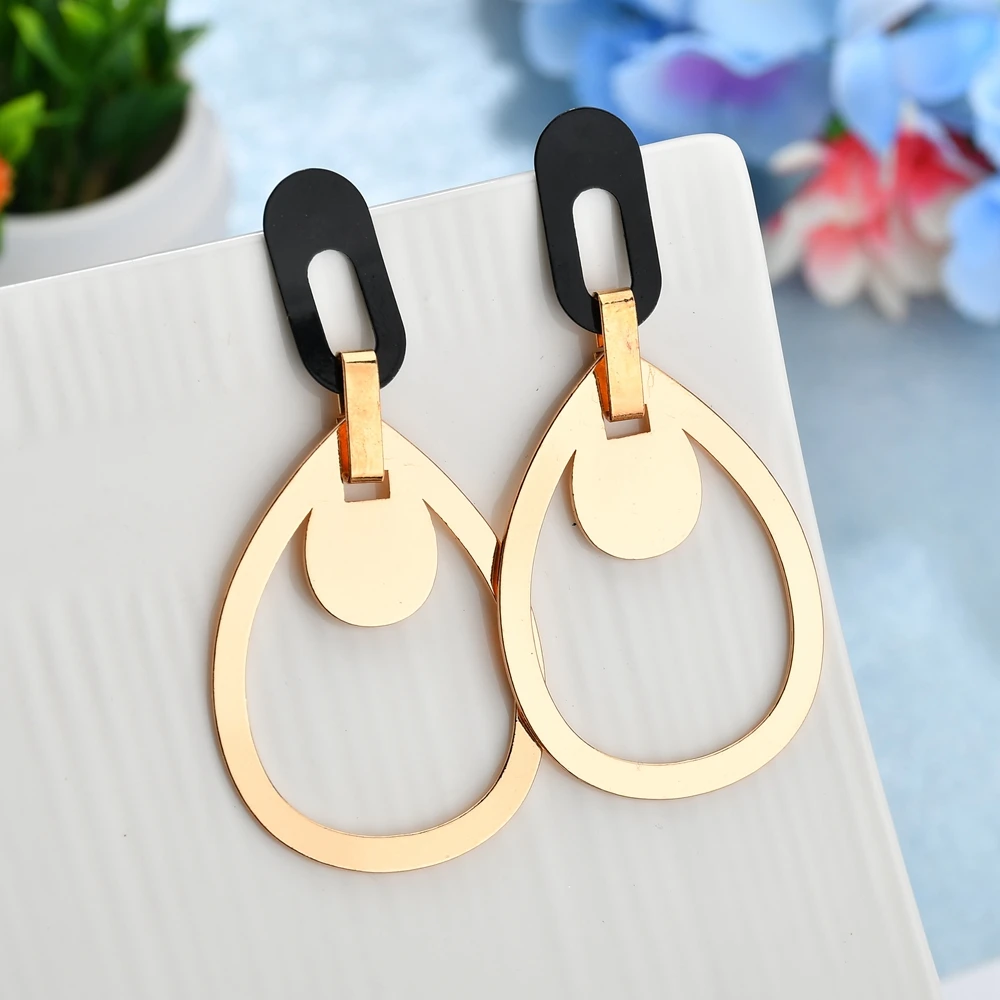 

MESTILO 2019 New Trendy Style Simple Geometric Hollow Alloy Dangle Earrings For Girls Party Trendy Minimalist Metal Jewelry Gift