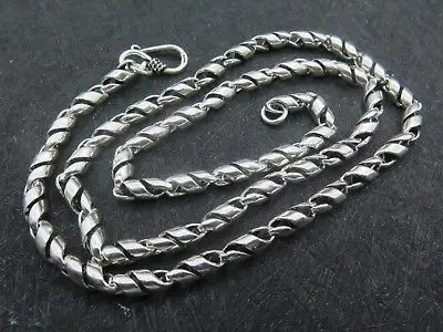 

New Real S925 Sterling Silver Chain Women Men Carved Unique Link Necklace 22inch