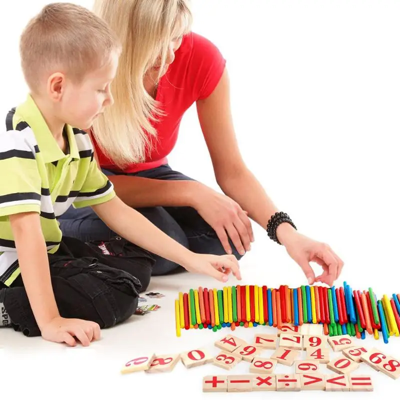Kids Math Toy Wooden Preschool Early Learning Puzzle Toys for Children Mathematics Game Stick Math Numbers Counting Rods