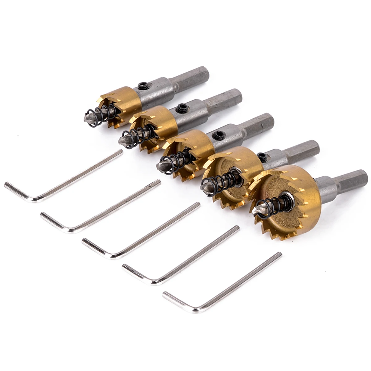 5pcs Carbide Tip HSS Hole Saw Drill Bits Set Stainless Steel Metal Wood Cutter Tool 16-30mm for Installing Locks 5pcs Carbide Tip HSS Hole Saw Drill Bits Set Stainless Steel Metal Wood Cutter Tool 16-30mm for Installing Locks