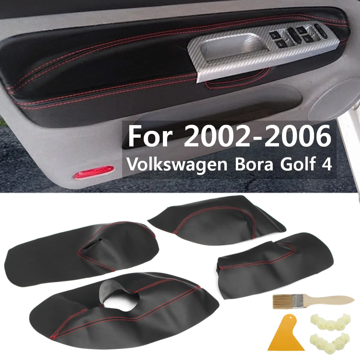 

4PCS Car Protective Interior Door Panel Microfibre Leather Cover Accessory For Volkswagen Bora Golf 4 2002 2003 2004 05 06