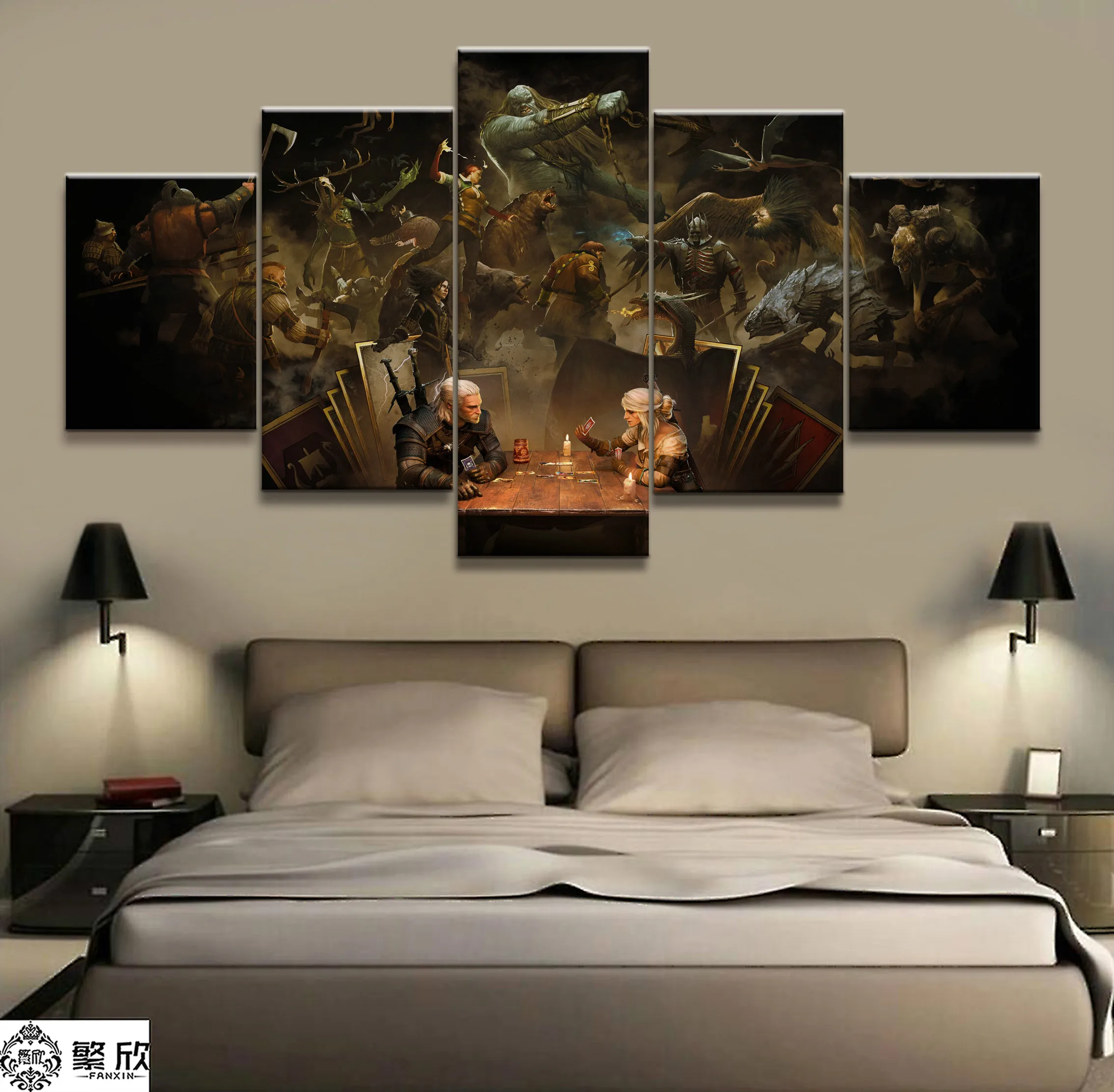 

Modern Art Painting 5 Pieces Game The Witcher 3 Wild Hunt Picture On Canvas Print Poster Wall Decorative Bedroom Unique Artwork