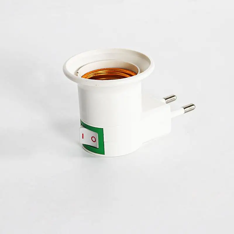 

Practical White E27 LED Light Socket To EU Plug Holder Adapter Converter ON/OFF For Bulb Lamp