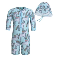 AmzBarley/купальник с единорогами для маленьких девочек, купальный костюм с короткими рукавами, цельный купальный костюм для маленьких девочек