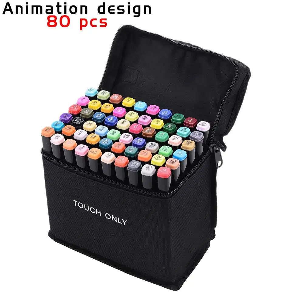 

80 Color/Set Marker Pens for Cartoon Landscape Interior Costume Design Double-ended Maker