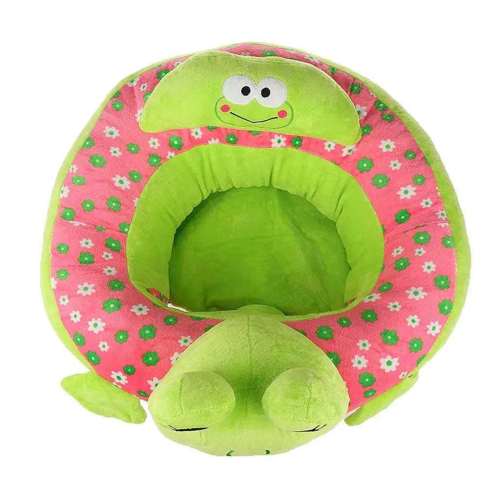 Baby Sitting Chair Baby Seat Learn To Sit Cute Animal Plush Toy- Green frog