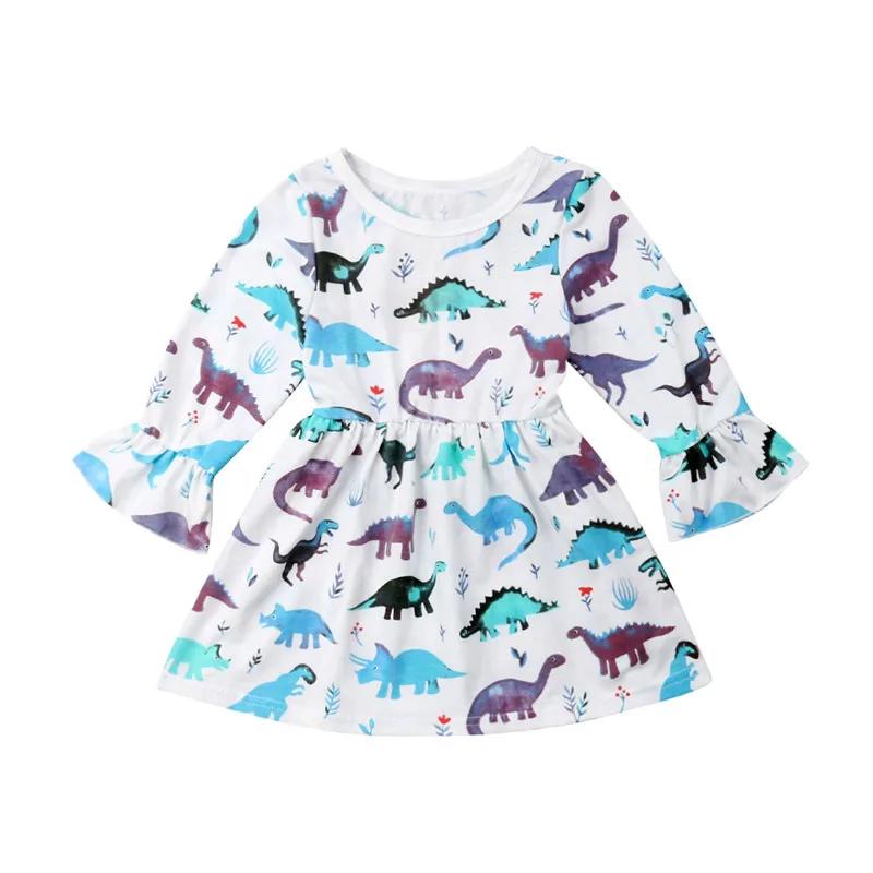Toddler baby Girls Long Sleeve Cartoon Animal Print Party Pageant Dresses | Детская одежда и обувь