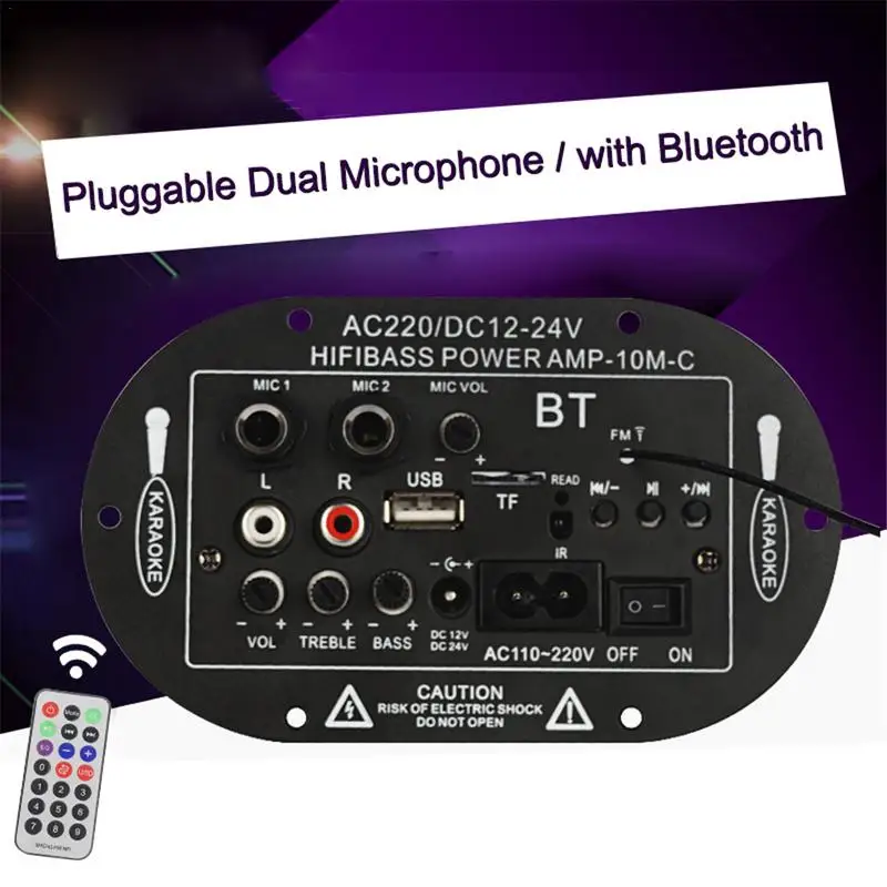 

Car Power Amplifier Board Support TF card Radio FM MP3 Three-use 2 Mic Car Digital Amplifier Monophone Bluetooth Amplifier Board