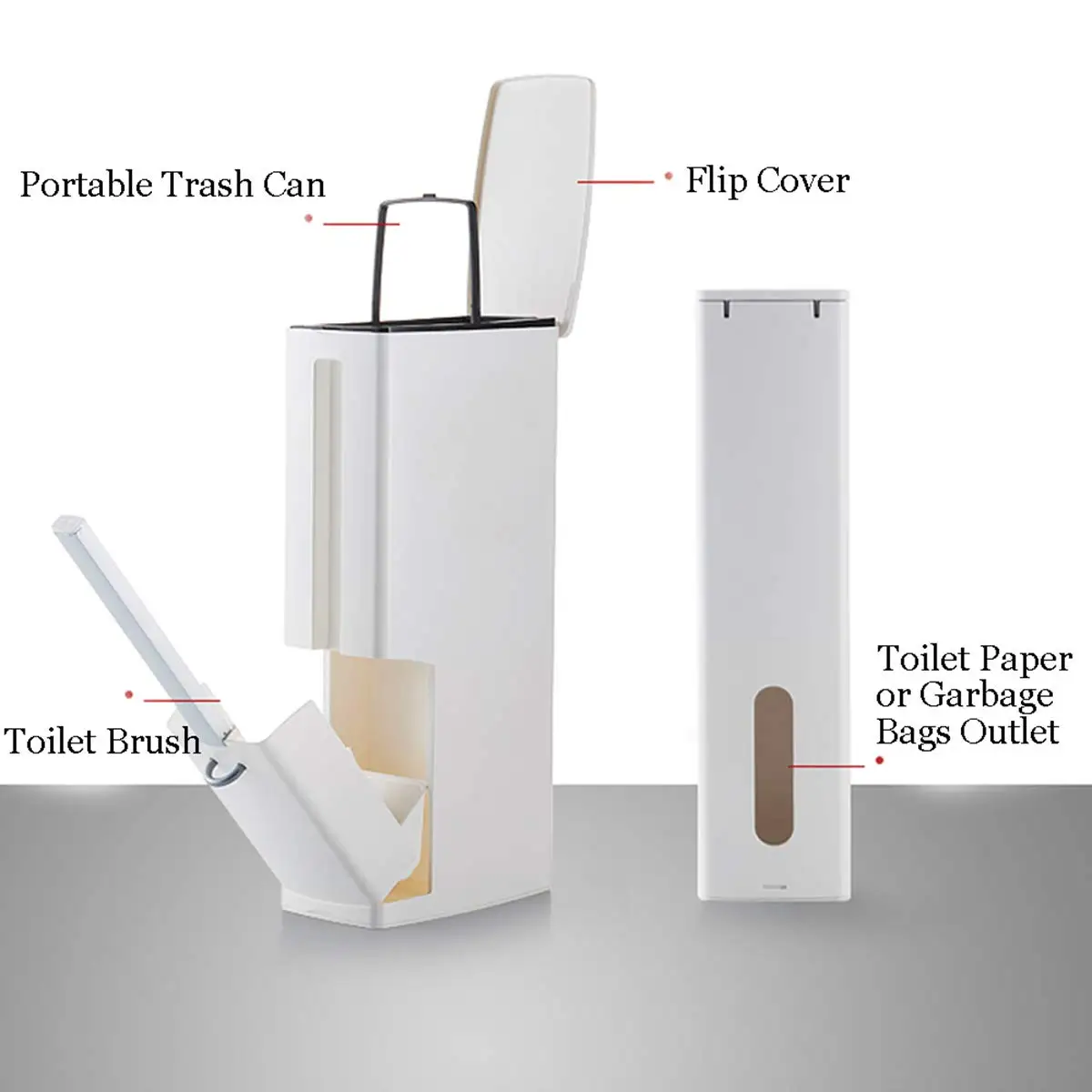 

Promotion! White Multi-Function Toilet Brush Integrated Sets With Flip Handle Liner Trash Can Home Bathroom Supplies Storage Box
