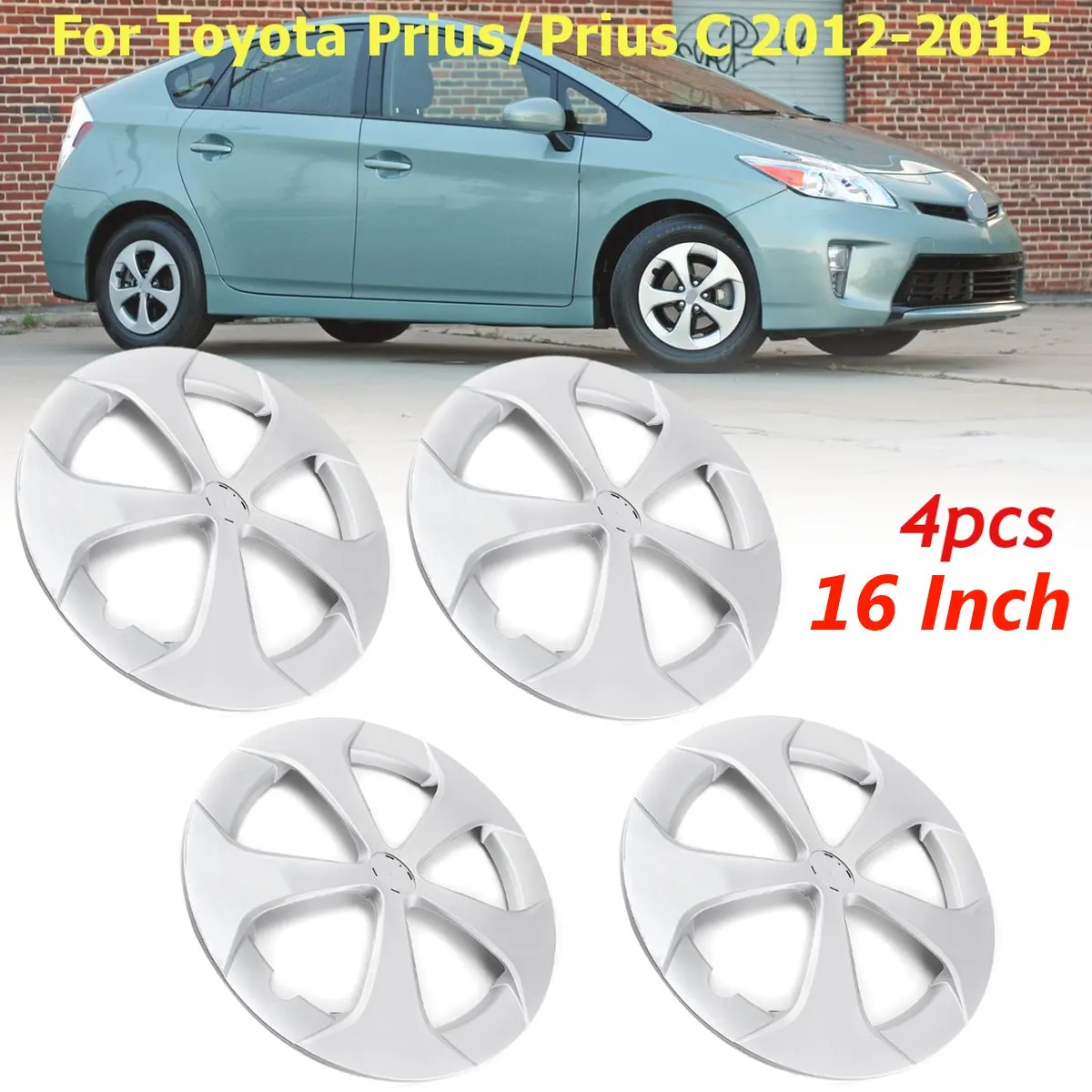 

4pcs 16" 5-spoke Silver Hubcap Wheel Cover For Toyota Prius/Prius C 2012 2013 2014 2015 4260247060