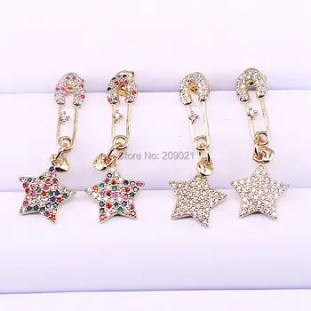 

5Pairs New Fashion Cubic Zirconia Jewelry Unique Gold-color Pin Earring Star Dangle Earrings for Women