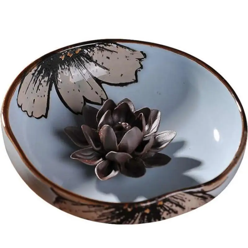 

1pcs Classical Lotus Flowers Pattern Incense Burner Stick Holder Incense Base Plug Incense Stand Creative Home Decoration