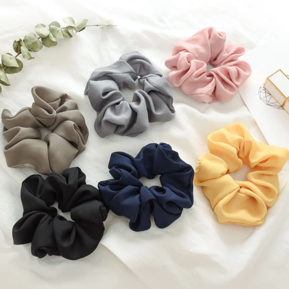 

Fashion Lady Chiffon Hair Scrunchies Ring Elastic Hair bands Pure Color Bobble Dance Scrunchie Women Hair Accessories