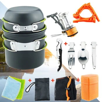 

Portable Camping Cookware Outdoor Tableware Set Cooking Picnic Bowl Pot Stove Hiking Picnic Backpacking Camping Tableware