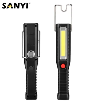 

COB LED Work Light 18650 Flashlight Inspection Lamp Hand Torch Magnetic Camping Tent Lantern With Hook Magnet Built-in Battery