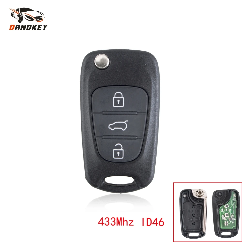 3-кнопочный брелок Dandkey для Hyundai 10 I20 I30 I40 I45 IX20 IX35 433 МГц с чипом ID46 интеллектуальный