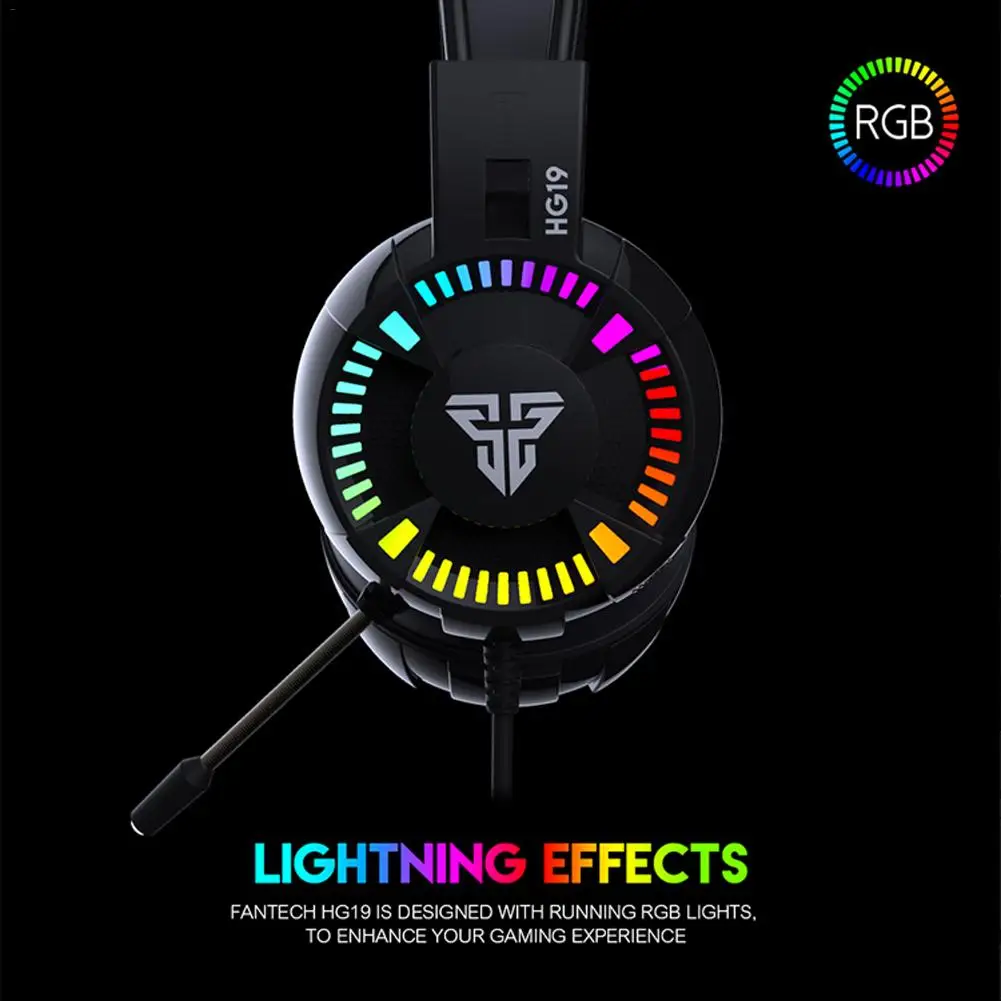 Fantech HG19 7,1 канала светодиодный свет RGB игровая гарнитура геймер наушники с микрофоном революция объем Управление Шум для ПК новые