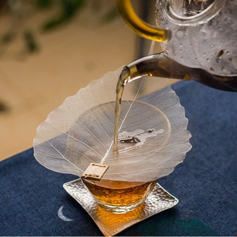 

Natural Bodhi Leaf Tea Infuser Strainer With Fine Mesh Copper Kung Fu Tea Set Creative Colander Tea Accessories Coffee Sieve