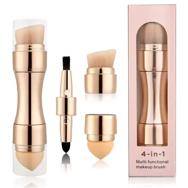 Best Price 4 In 1 Multi-functional Makeup Brush Tool  Eyebrow Eyeliner Blush Smudge Lip  Sponge Contour Brush Foundation Cosmetic Tool