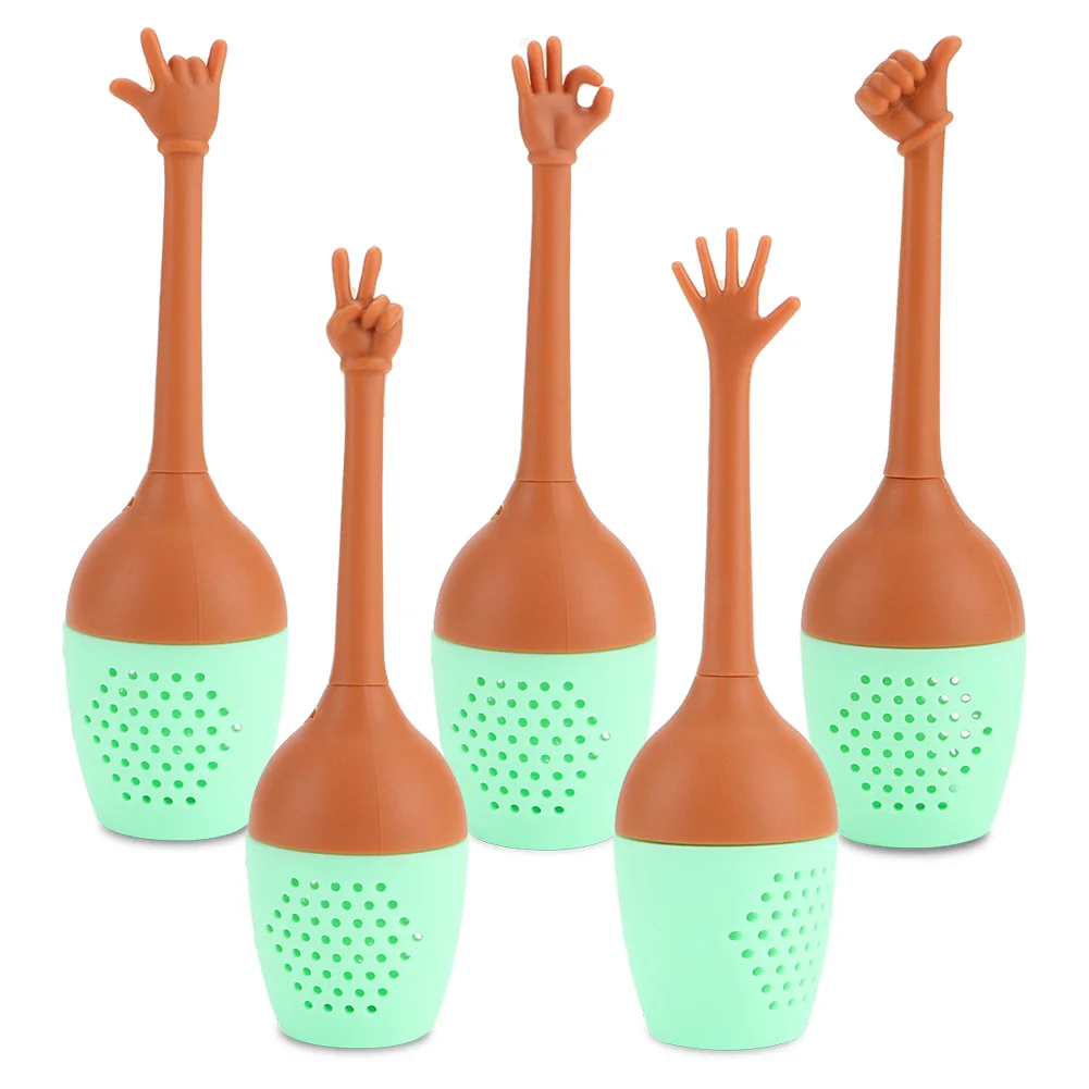 

Funny Hand Gestures Tea Infuser Black Tea Strainer FDA Grade Silicone Loose Leaf Herbal Spice Tea Holder Brewing Tools For Gifts