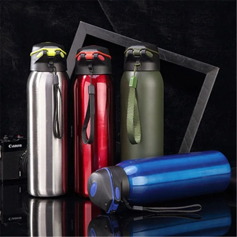 

500ml Outdoor Travel Man Thermos Cup Portable Stainless Steel Car Vacuum Flasks High Quality Sport Bottle For Water With Straw