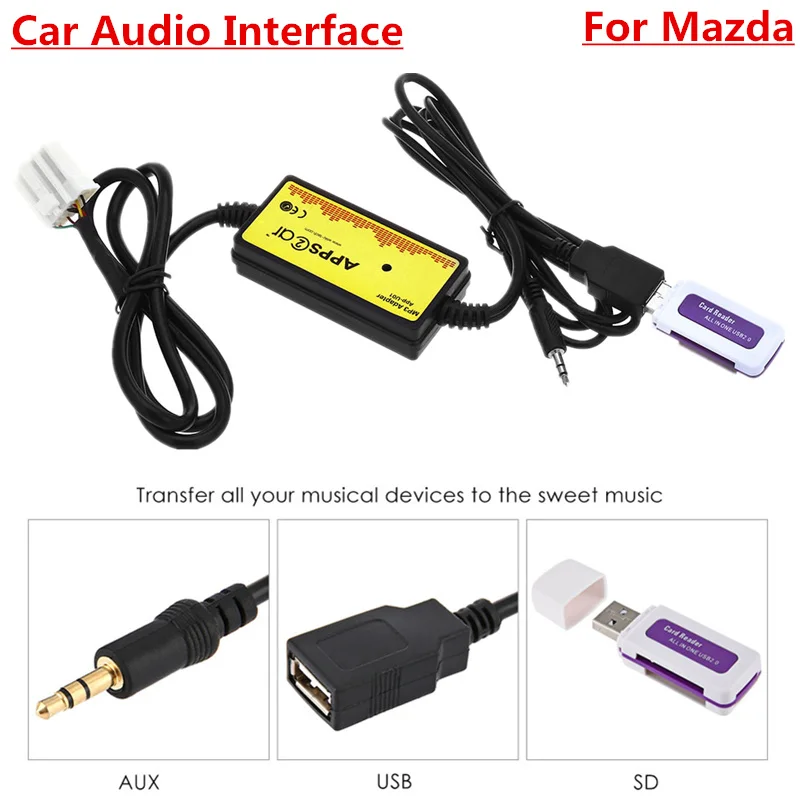 

Car Audio Interface Cables Adapters MP3 USB / SD 3.5mm Aux In Adapter Connect Digital CD Changer for Mazda
