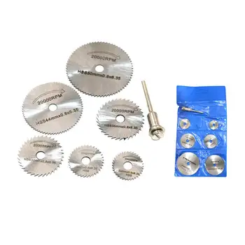 

6PCS High-speed-steel Circular Rotary Blade Wheel Discs Mandrel for Metal Rotary Tools w/ 1 Mandrel Wood Cutting Saw
